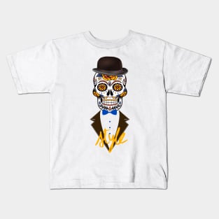 Catrina style skull with a suit and marking elegant style. Kids T-Shirt